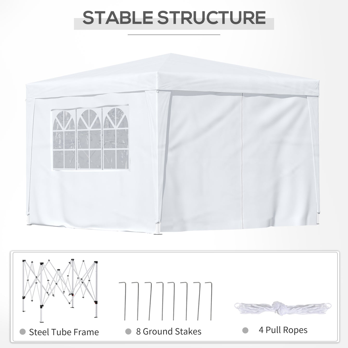 Outsunny 10x10FT Pop-up Canopy Folding Tent Gazebo Party Wedding Tent White