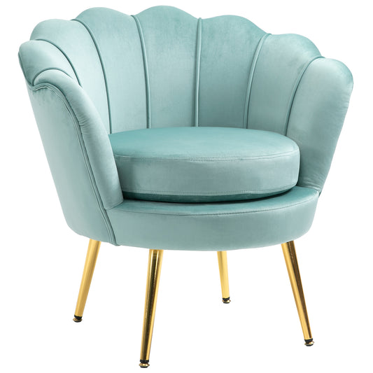 Modern Velvet-Touch Fabric Accent Chair Leisure Club Chair with Gold Metal Legs for Living Room Green