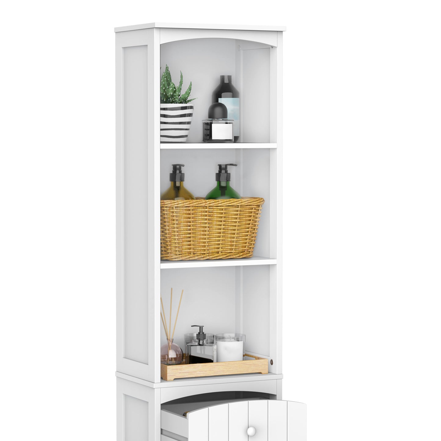 Tall Wooden Bathroom Cabinet Storage Organizer Kitchen Bedroom Decorative