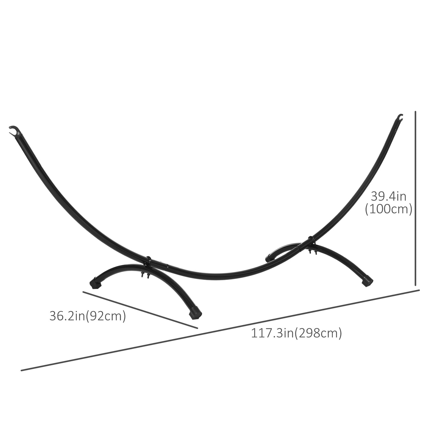 10' Hammock Stand with Steel Frame, Hammock Chair Stand Only for Garden, Camping, Picnic, Outdoor, Patio, Black