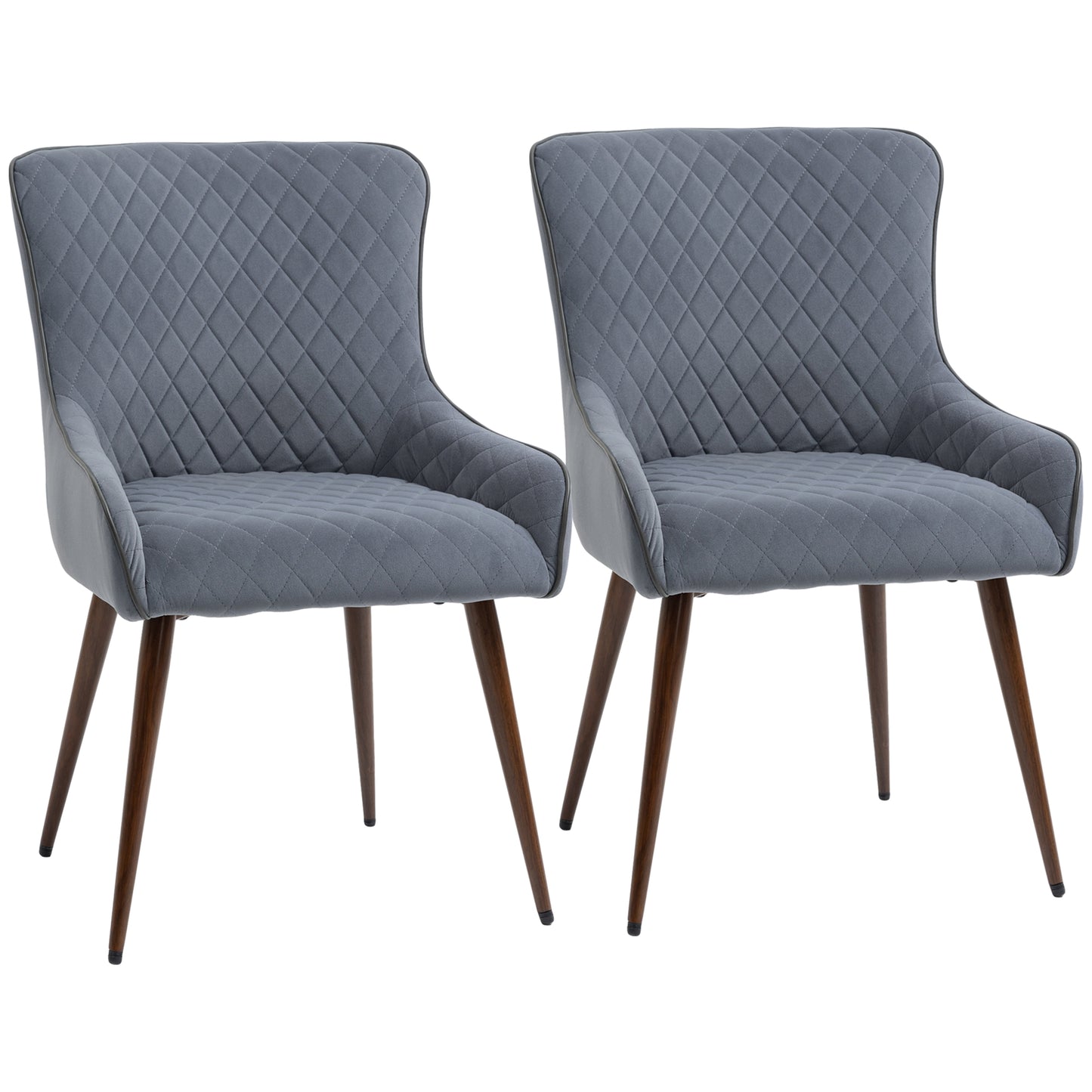 Dining Chairs Set of 2, Modern Wingback Kitchen Chairs with Velvet Fabric Upholstery, Tufted, Steel Legs for Living Room, Dining Room, Bedroom, Gray