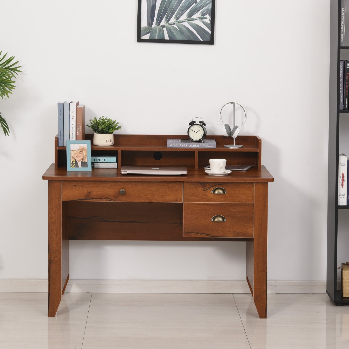 Computer Desk with Drawer,Storage Hutch,Home Office Writing Table Study Workstation, 47.25''x21.75''x36.25'', Brown