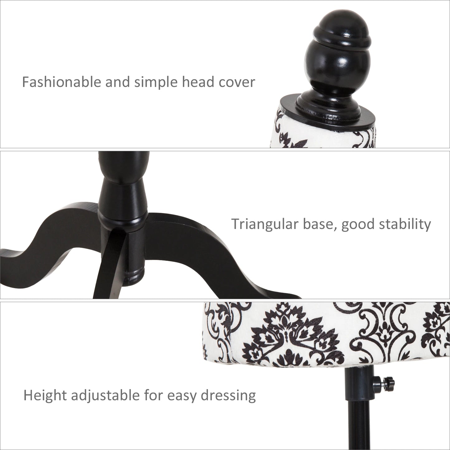 Adjustable Female Dress Form Fashion Mannequin Torso Clothes Display Dressmaker Stand with Base