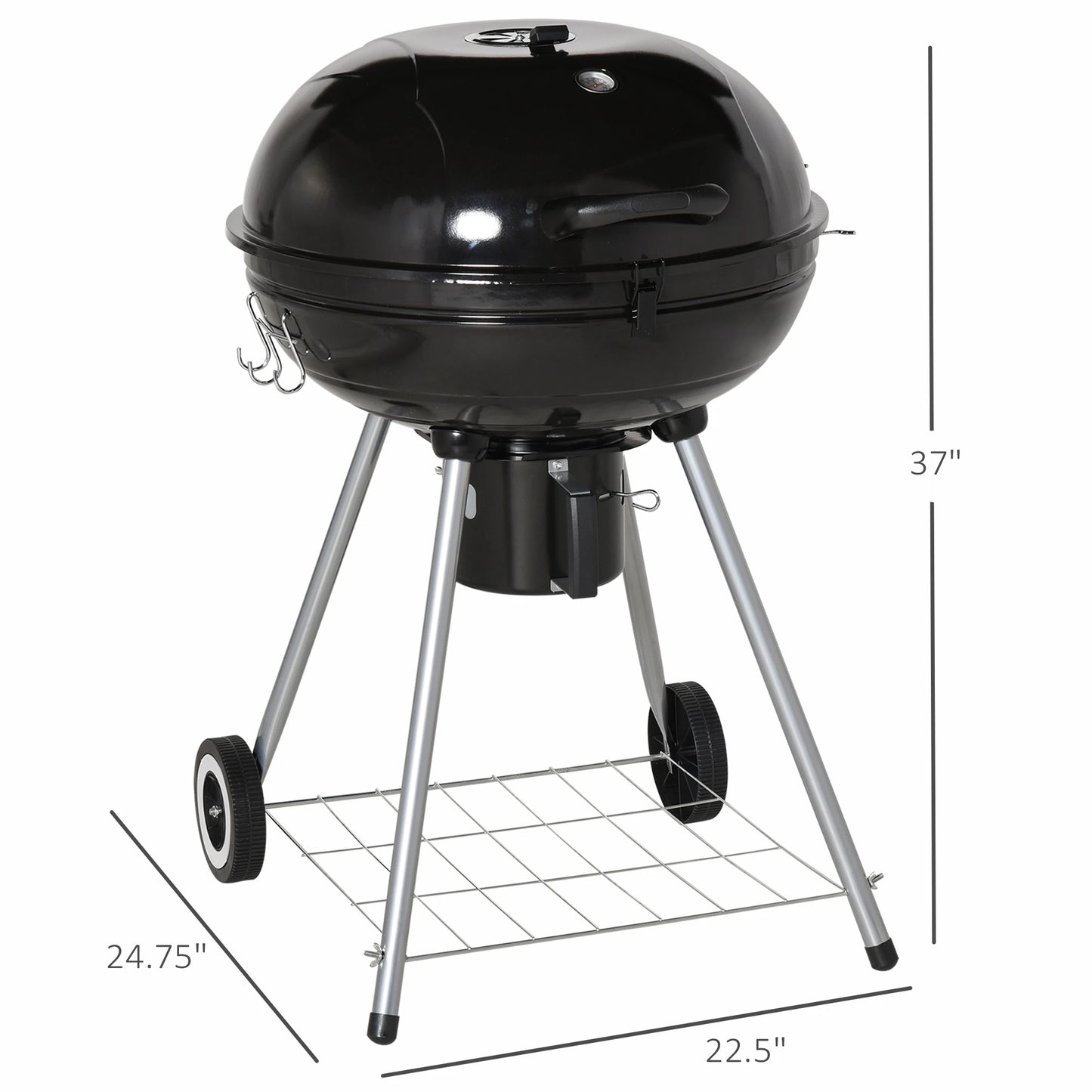 Outsunny Portable Kettle Charcoal Grill for Outdoor Grilling Heat Control BBQ Barbecue