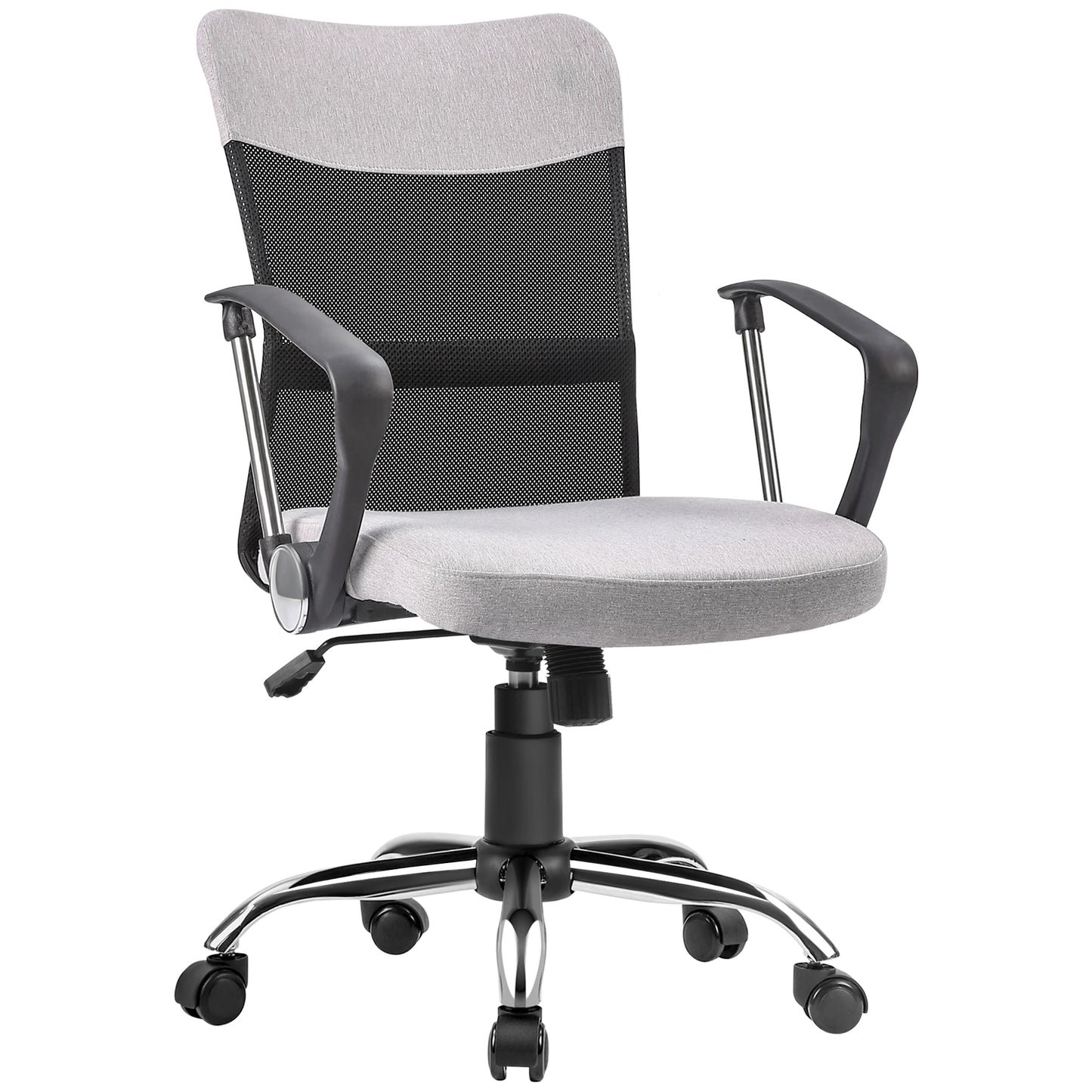 Ergonomic Office Chair, Mid Back Mesh Chair with Armrests, Adjustable Height, Grey and Black