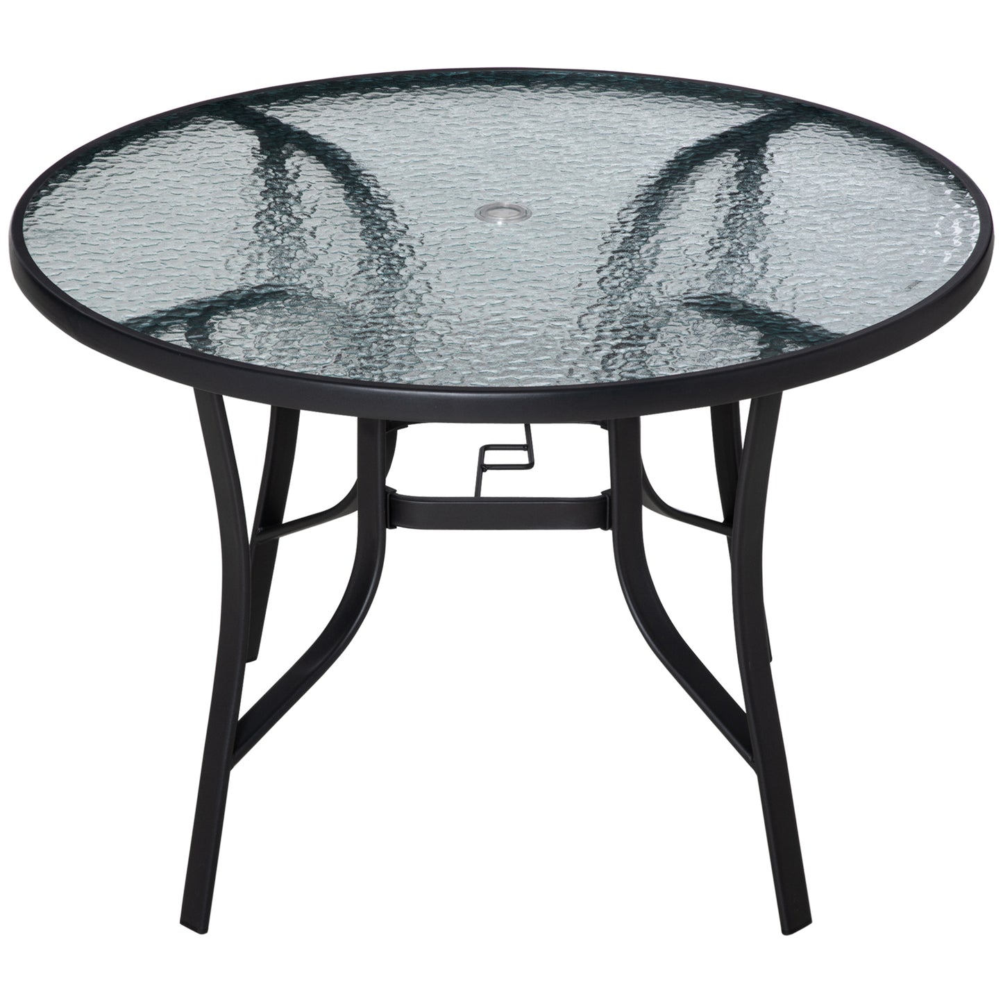 Outsunny 42 inch Patio Dining Table with Umbrella Hole Round Outdoor Bistro Table for Garden Lawn Backyard, Steel