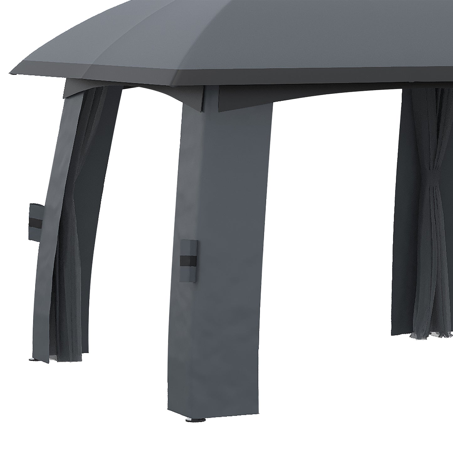 Outsunny 10' x 20' Patio Gazebo, Outdoor Gazebo Canopy Shelter with Netting & Curtains, Vented Roof for Garden Dark Gray