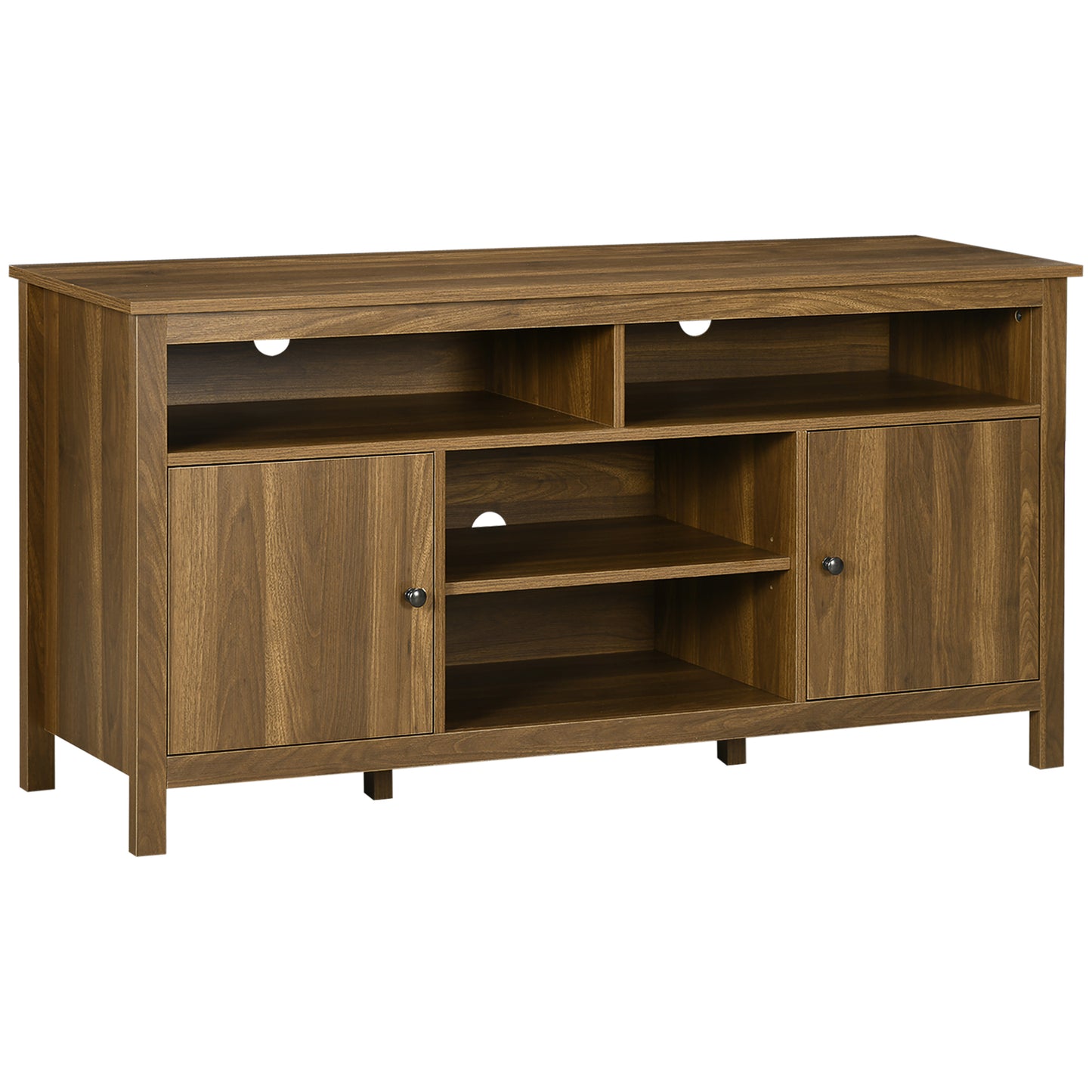 TV Stand for TVs up to 55", TV Unit with Storage Cupboard and Shelves, 55.1" x 15.7" x 27", Walnut