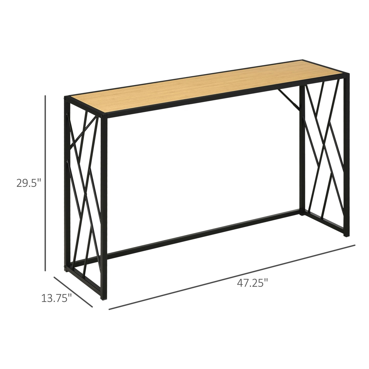 47.25" Console Table, Industrial Sofa Table with Metal Frame for Living Room, Hallway, Yellow