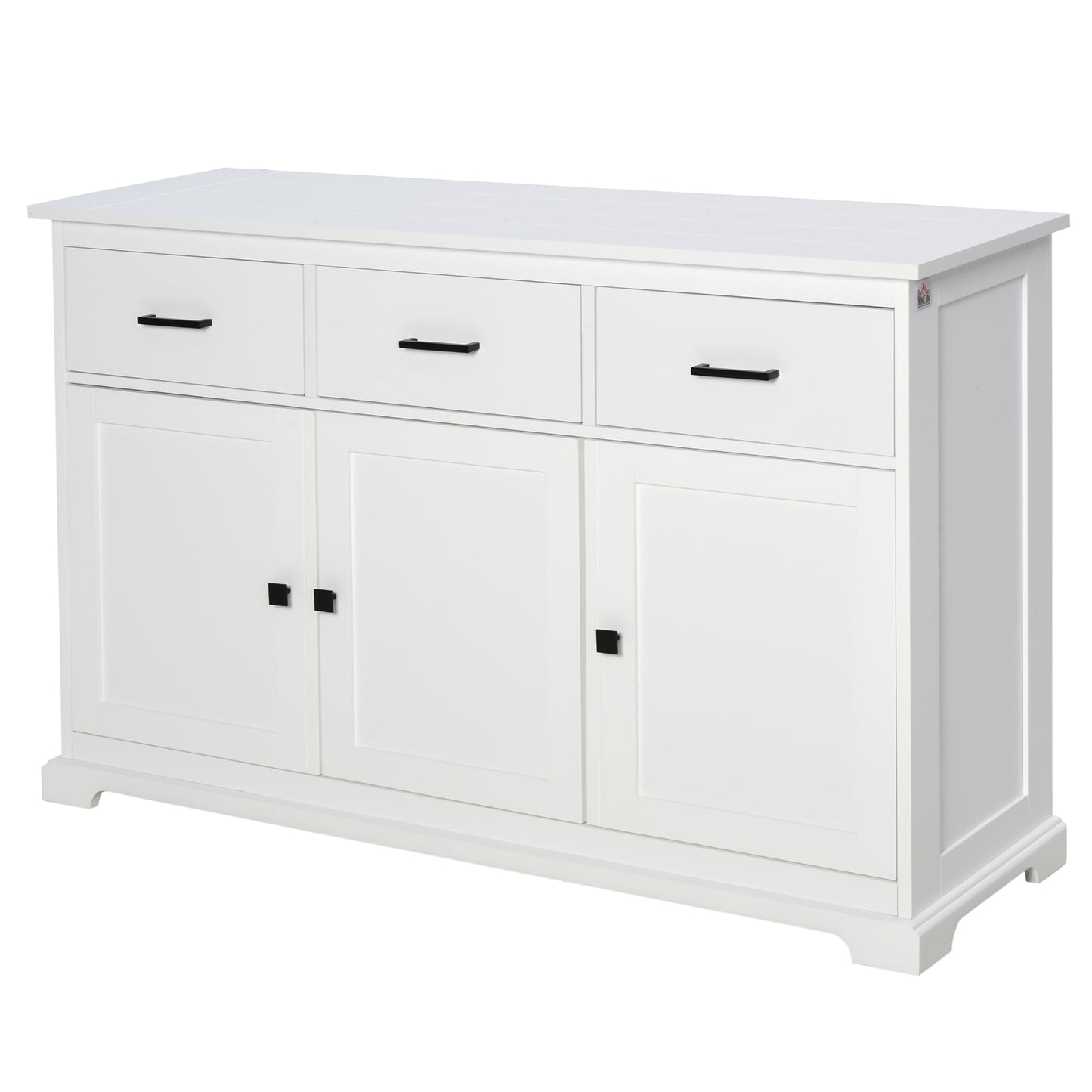 Buffet Cabinet Sideboard with 2 Storage Cabinets, 3 Drawers, Adjustable Shelves for Kitchen Entryway, White