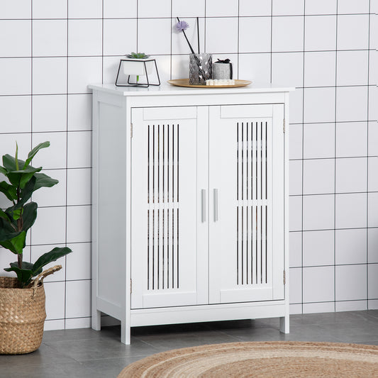 Modern Bathroom Floor Cabinet, Free Standing Linen Cabinet, Storage Cupboard with 3 Tier Shelves, White