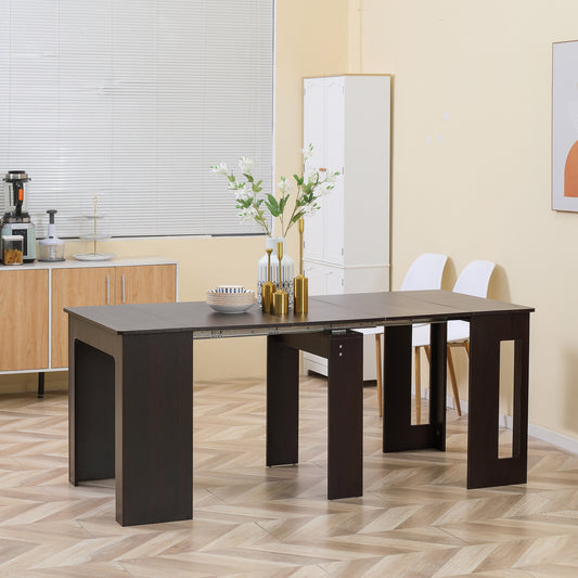 Foldable Table, Extendable Dining Table, Kitchen Table for Small Spaces, Seats up to 6 People, Dark Brown