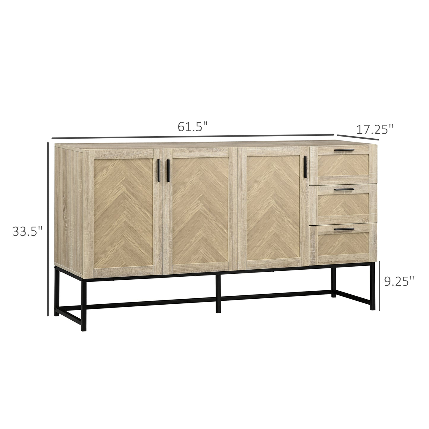 Buffet Cabinet, Rustic Sideboard with Storage Cabinets, Drawers and Adjustable Shelves for Living Room, Dining Room, Kitchen