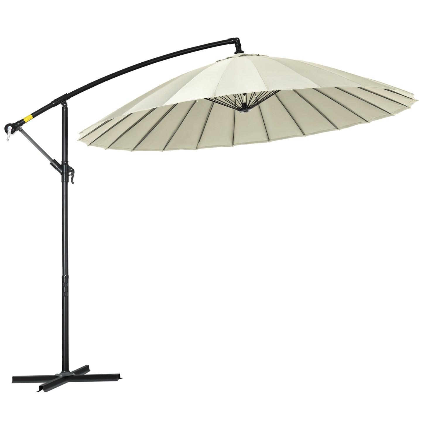 Outsunny 10FT Cantilever Patio Umbrella, Offset Patio Umbrella with Crank and Cross Base for Deck, Backyard, Pool and Garden, Hanging Umbrellas, Cream White