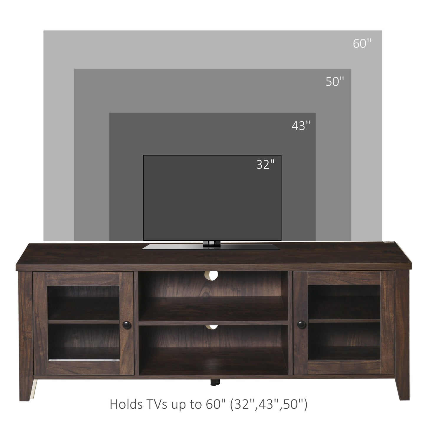 Modern TV Stand for TVs up to 60 inches, Wood TV Console Table with Storage Doors, Entertainment Center for Living Room, Bedroom, Office, Coffee