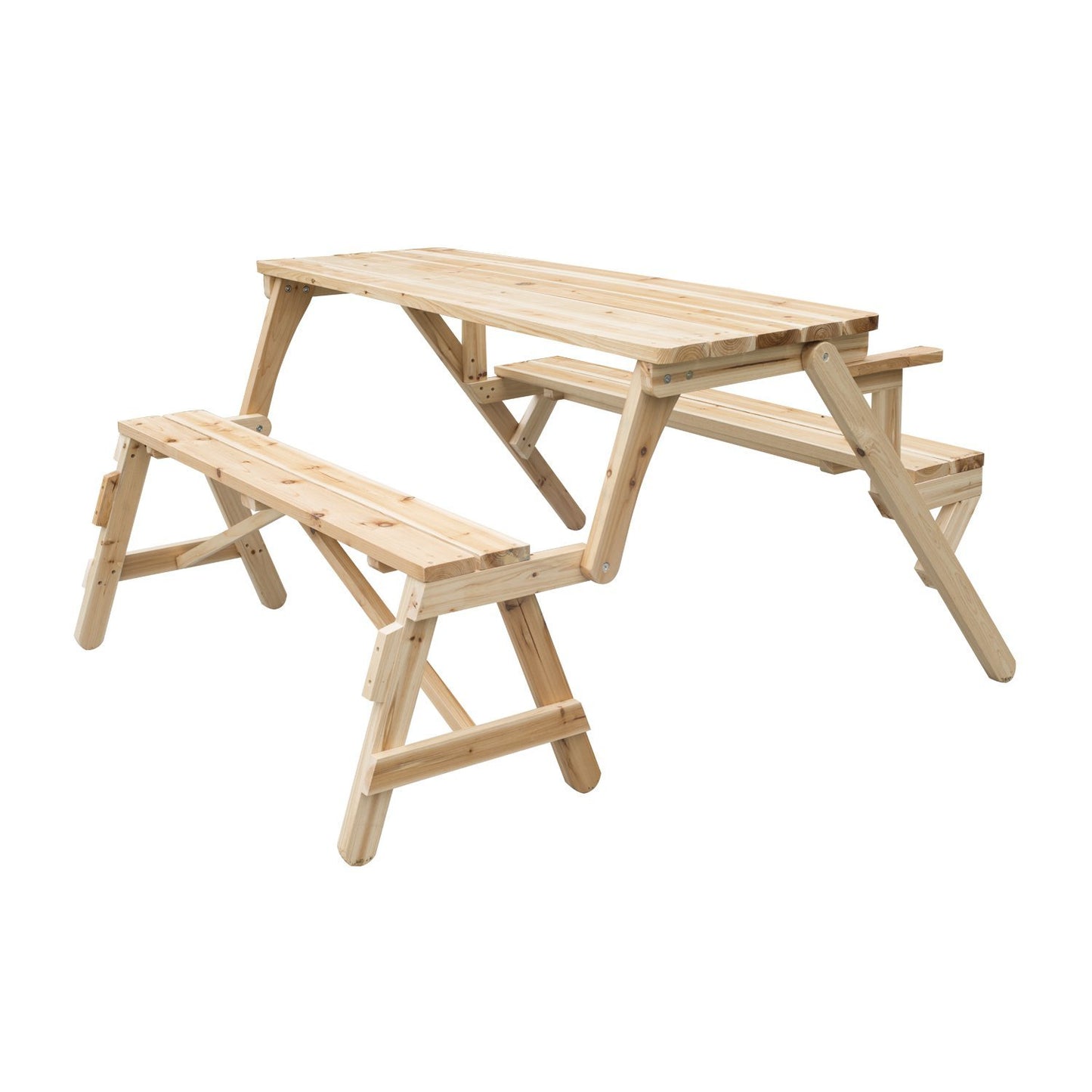 Outsunny Patio Wood Picnic Table, Outdoor 2 in 1 Convertible Patio & Garden Bench, Foldable Picnic Table, Nature