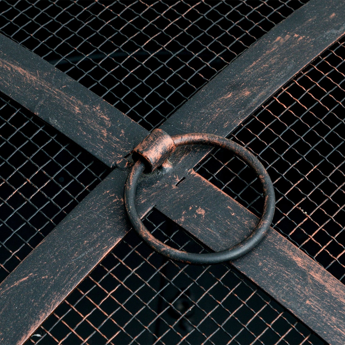 Outdoor Fire Pit with Screen Cover, Wood Burning Firebowl with Poker for Patio, Backyard, Black