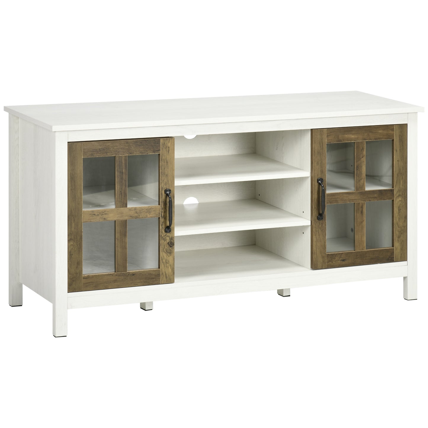 TV Stand Cabinet for TVs up to 55 Inches, Entertainment Center with Ajustable Shelves and Doors for Living Room, White