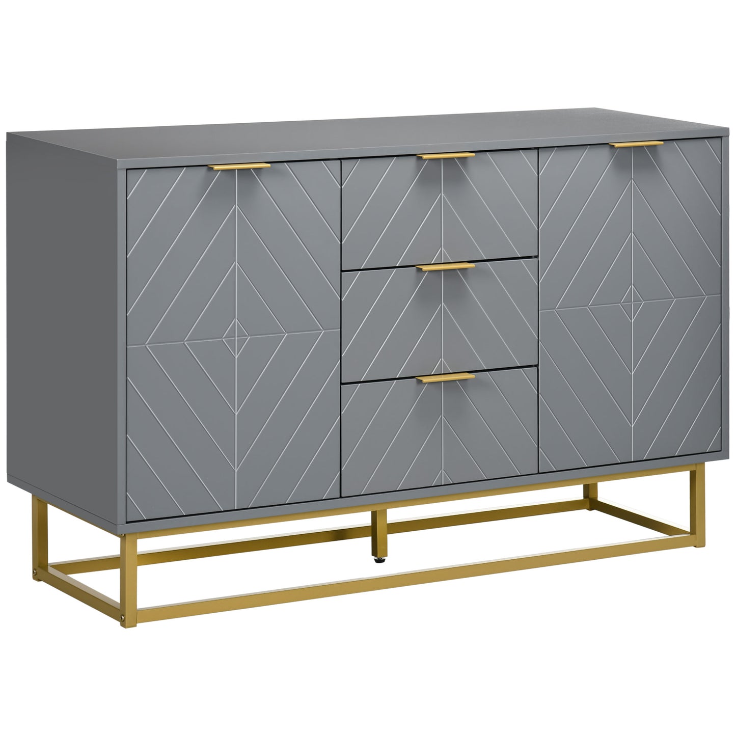 3-Drawer Modern Storage Cabinet Sideboard with Metal Handles Freestanding Dresser for Dining Room, Living Room, Gray