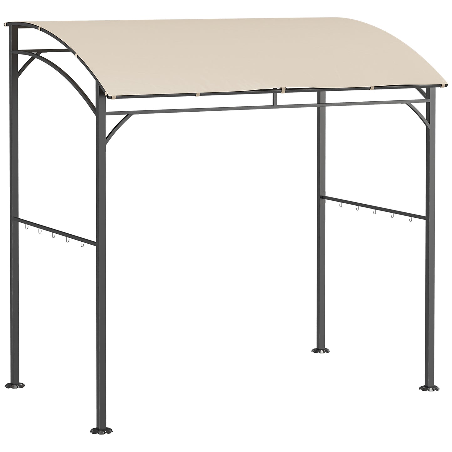 7' x 5' BBQ Grill Gazebo Tent, Garden Grill Canopy with Steel Frame and Hooks, Outdoor Sun Shade, Beige