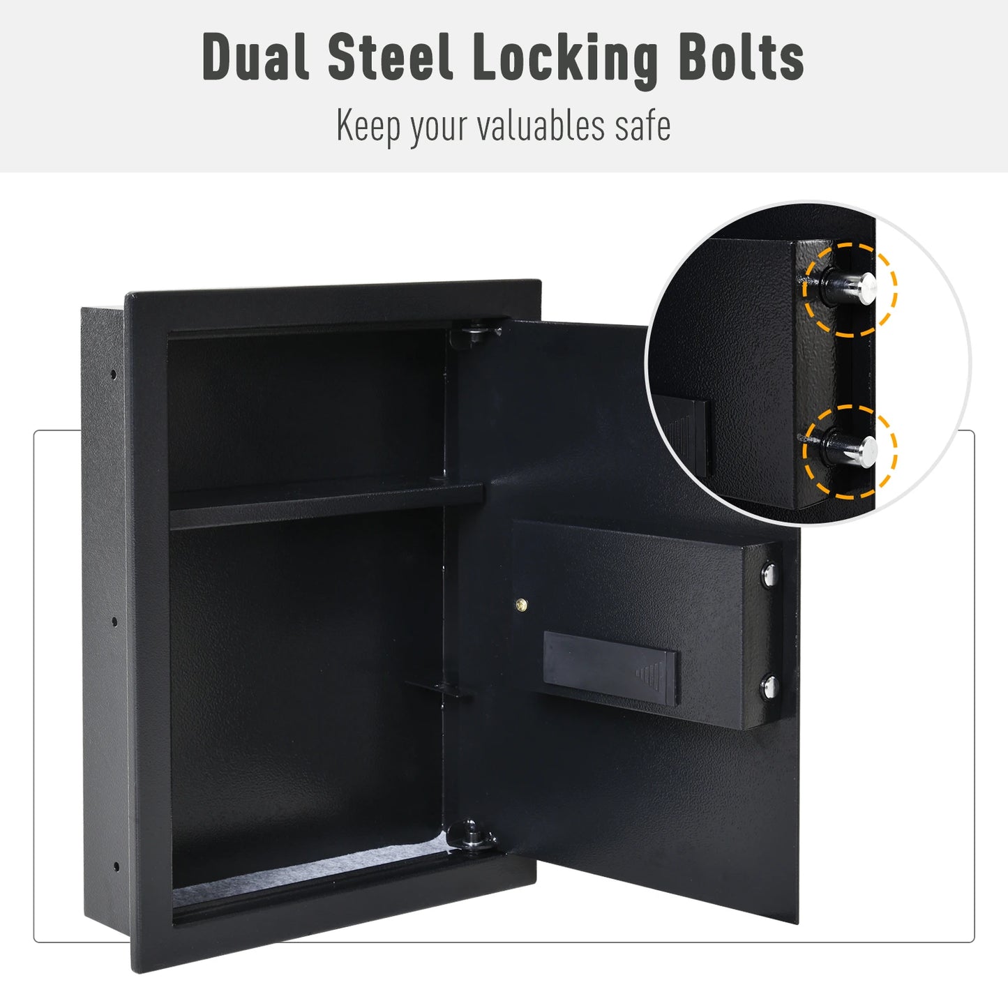 Steel Wall Mount Digital Safe Box with Theft Lock Home Hotel Office Security Black