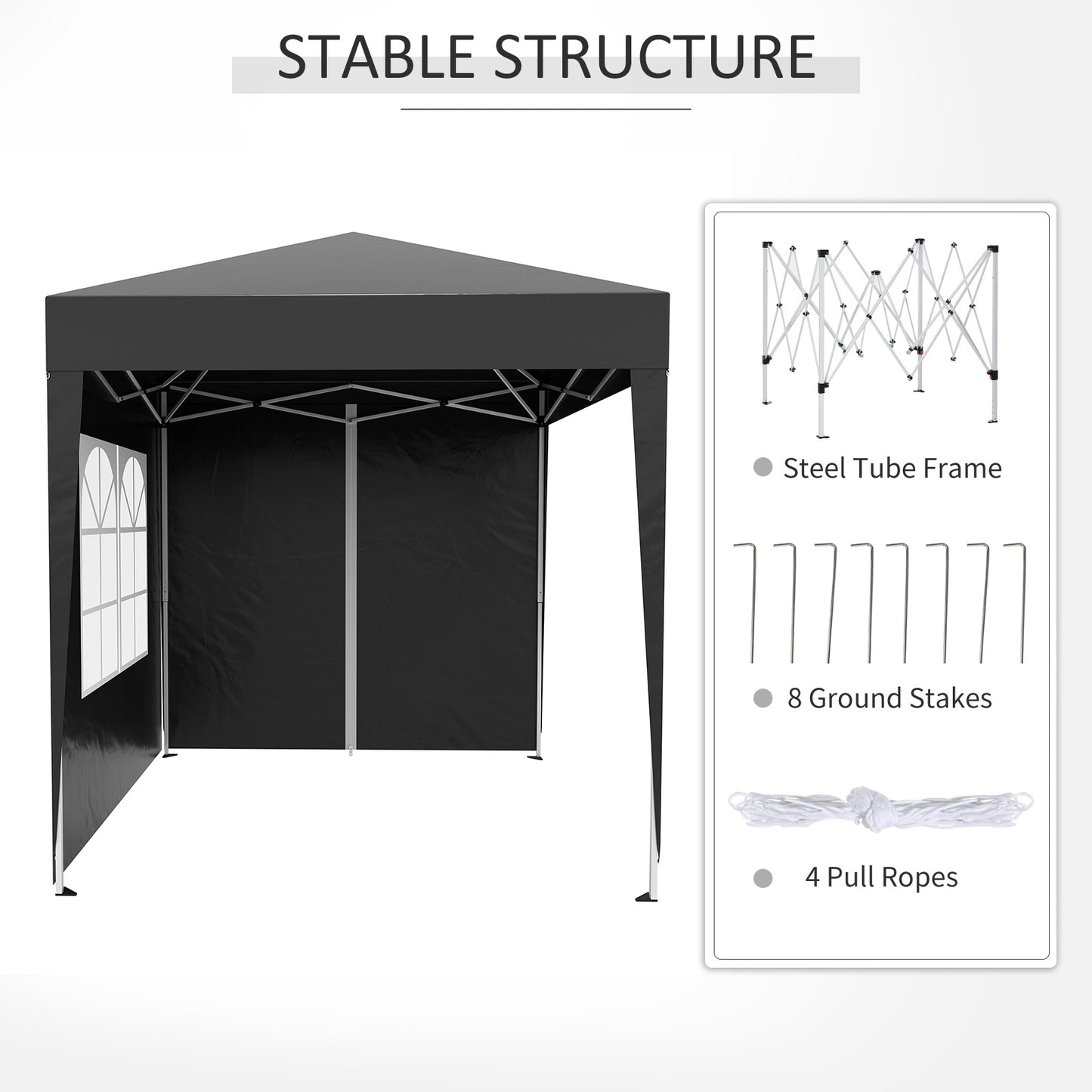 Outsunny 6.6x6.6ft Pop Up Party Tent Outdoor Folding Gazebo Canopy with Side Walls Black