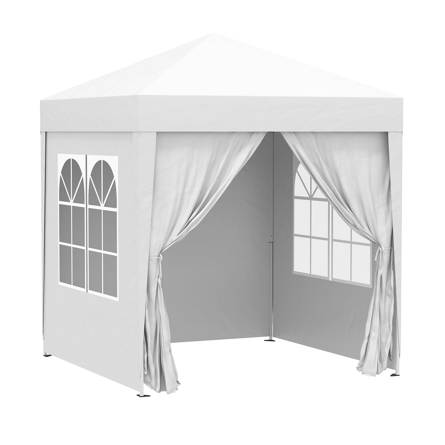 Outsunny 6.6x6.6ft Pop Up Party Tent Outdoor Folding Gazebo Canopy with Side Walls White