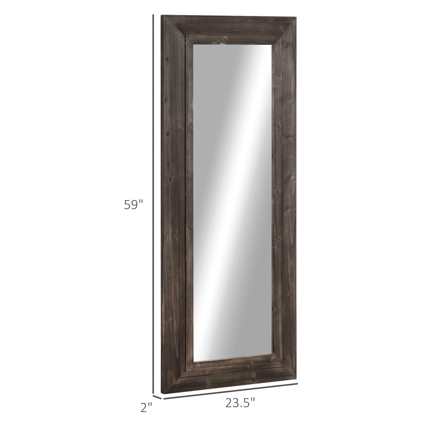 59" x 23.5" Farmhouse Style Full Length Mirror, Brown