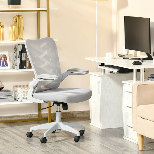 Mesh Home Office Chair Mid Back Task Desk Chair with Lumbar Back Support, Flip-Up Arm, Adjustable Height, Grey