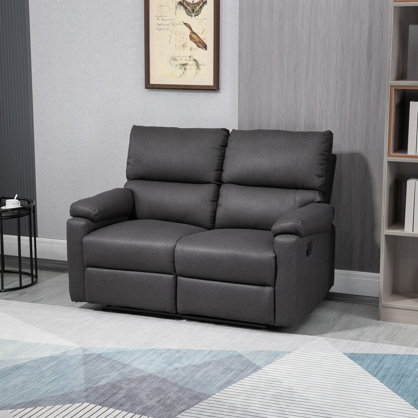 Loveseat Recliner Sofa, 2 Seater Reclining Chair with Footrest and Split Backrest, Grey