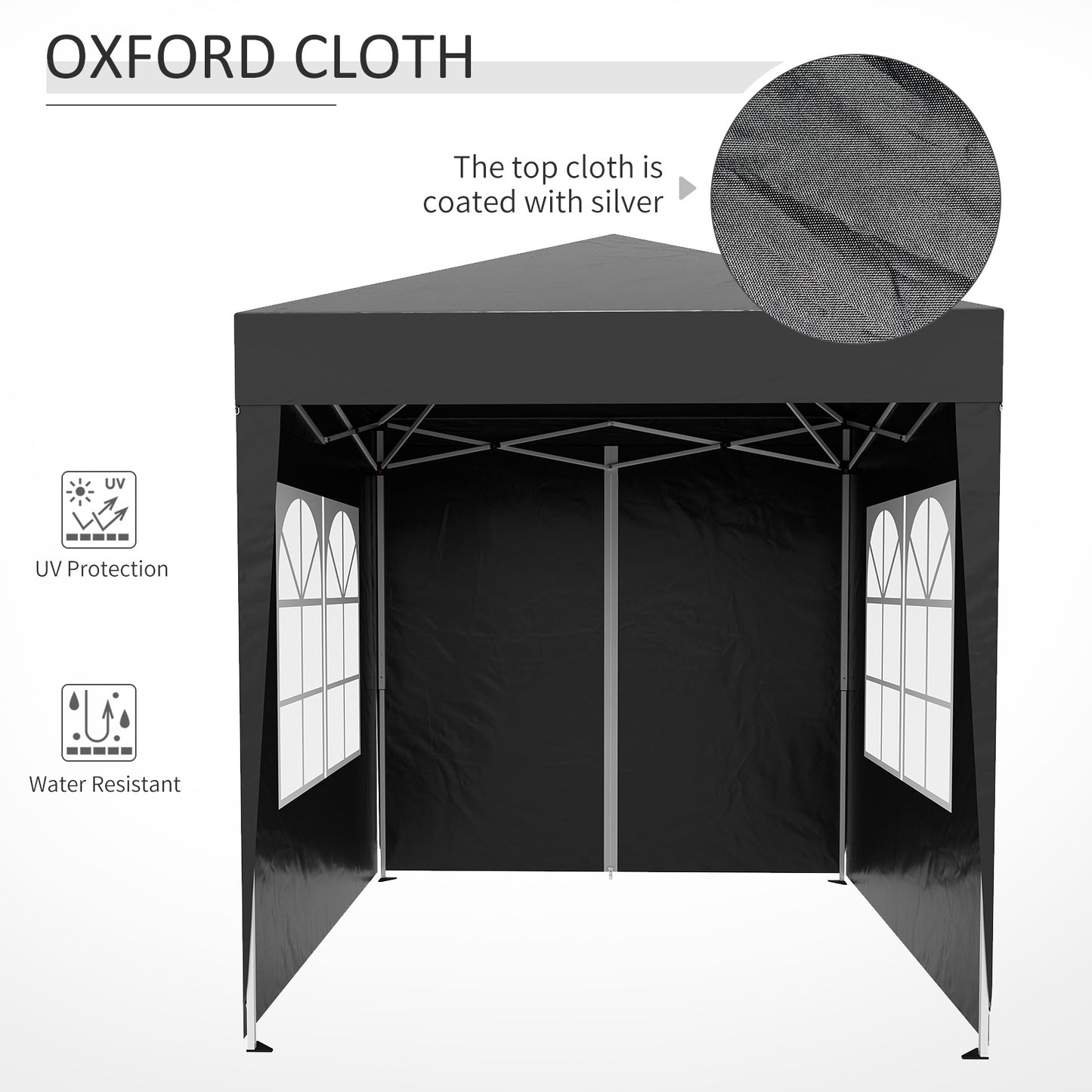 Outsunny 6.6x6.6ft Pop Up Party Tent Outdoor Folding Gazebo Canopy with Side Walls Black