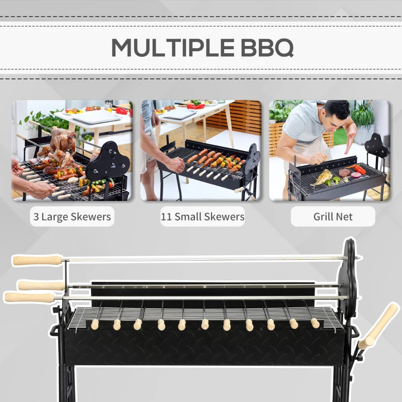 Outsunny Charcoal Trolley BBQ Garden Outdoor Barbecue Cooking Grill Powder Wheel