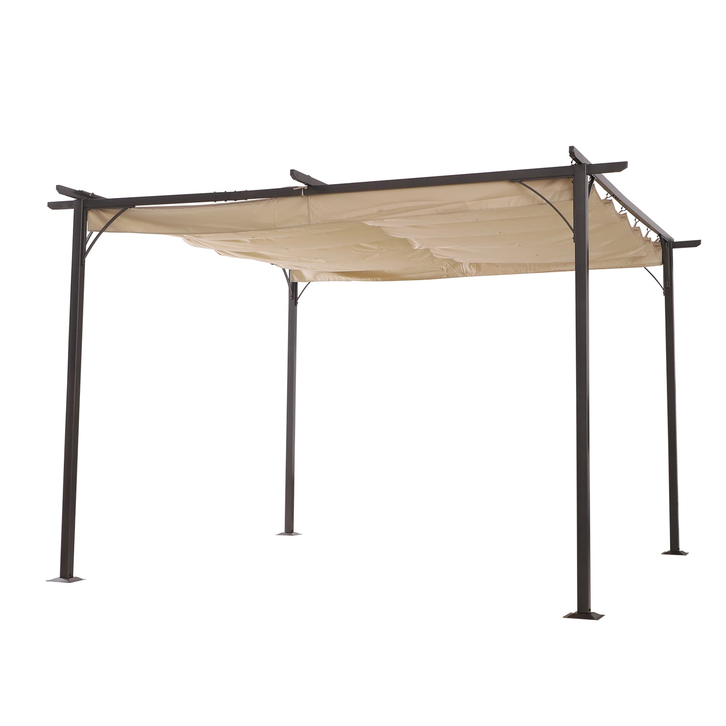 11.5’ Outdoor Pergola Gazebo Retractable Sun Shade Covered Backyard Patio Shelter