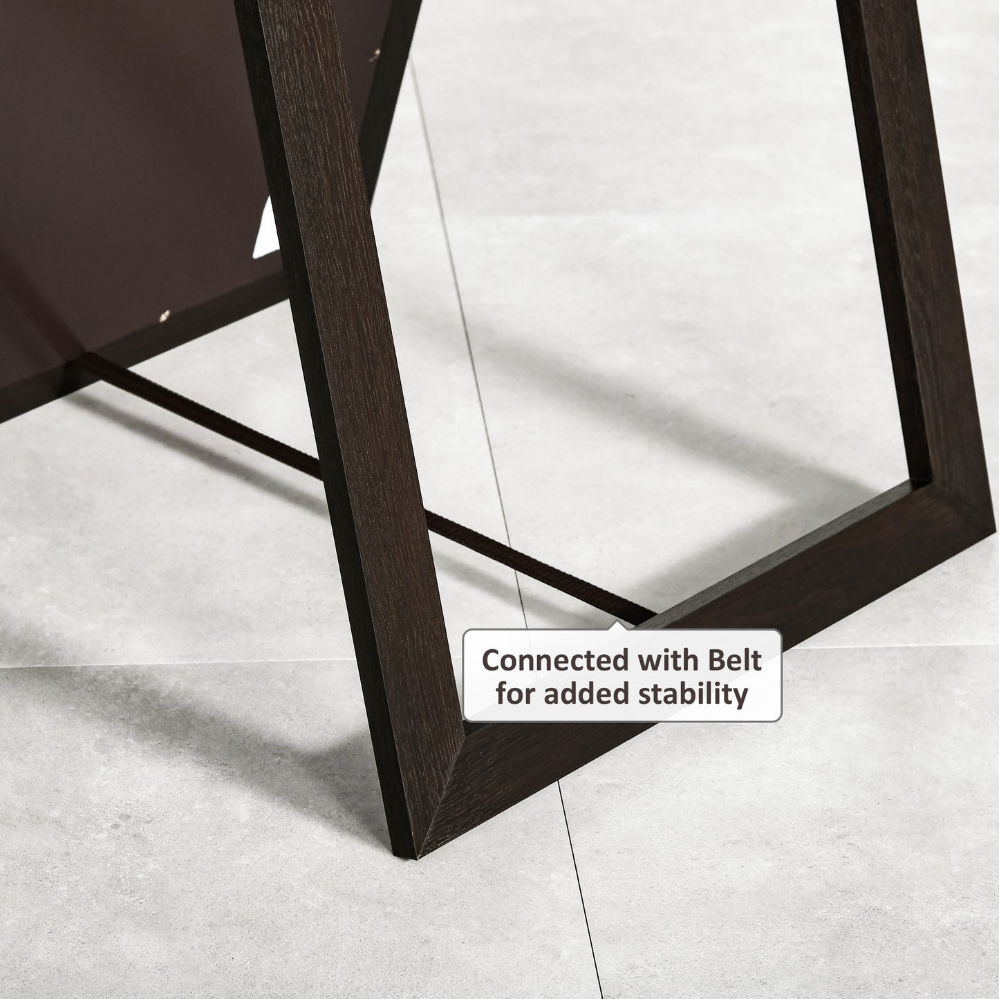 Full Length Mirror, Floor Standing Mirror, Dressing Mirror for Living Room, Bedroom, Brown