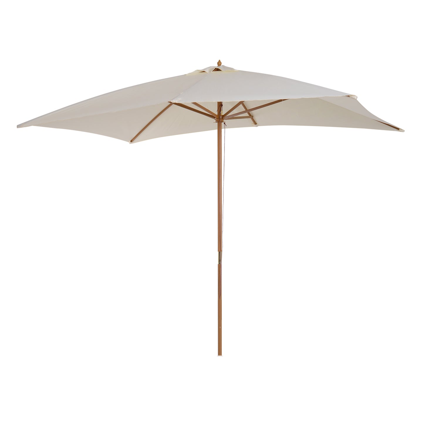 Outsunny 7’x10’ Wooden Rectangle Market Patio Sun Umbrella Garden Parasol Outdoor Sunshade Canopy, Beige