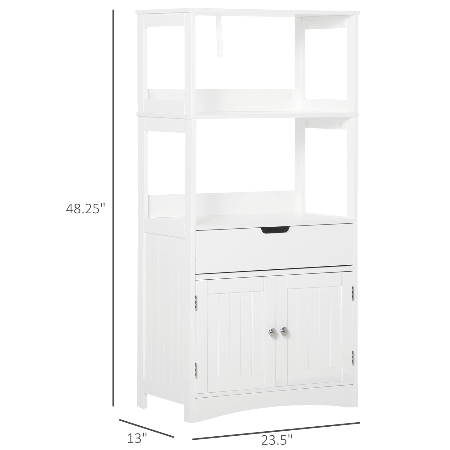 Bathroom Floor Cabinet, Free Standing Cupboard with Shelves, Drawer and Doors, Storage Organizer in White