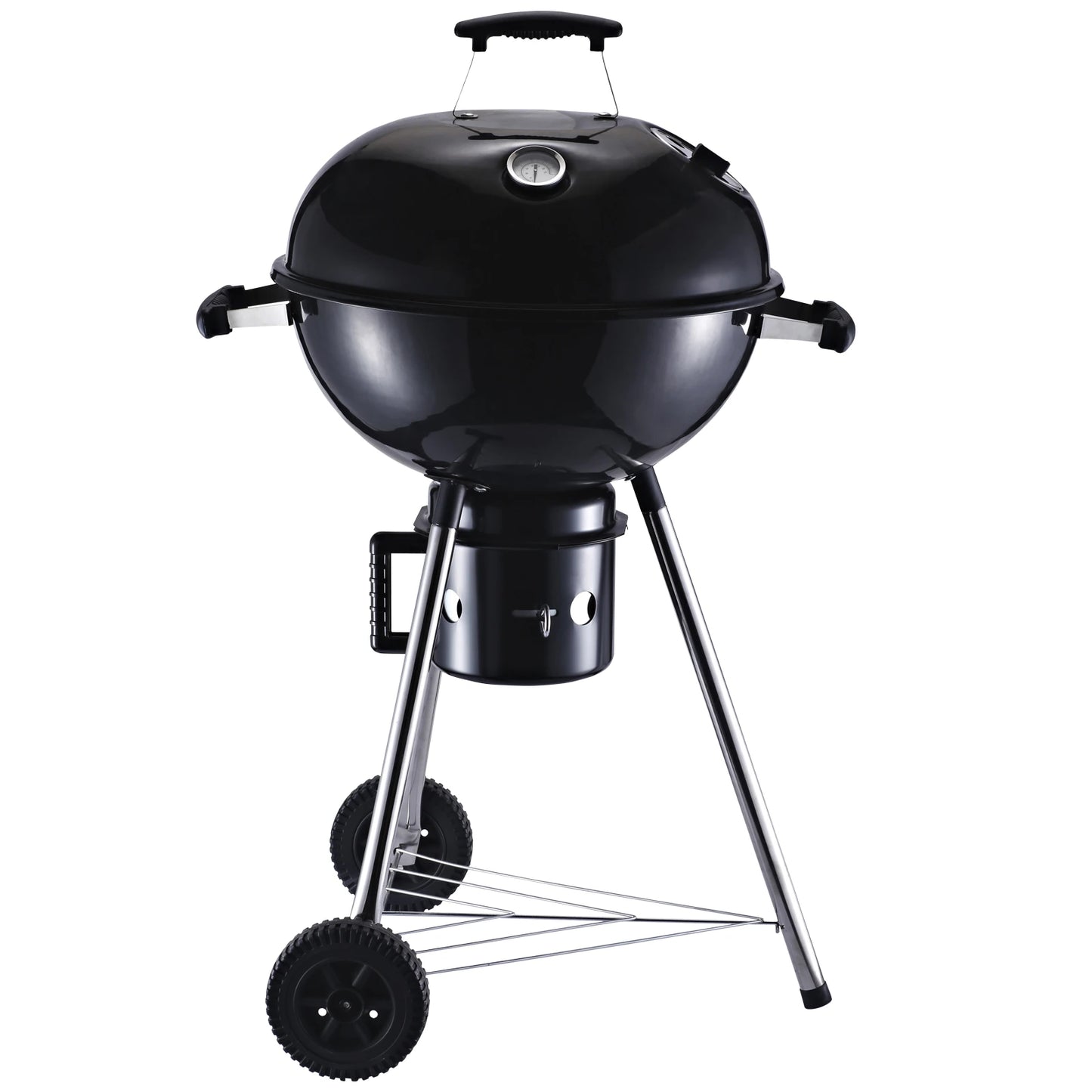 Outsunny Charcoal BBQ Grill Portable Outdoor Camp Picnic Barbecue w/ Wheels and Storage Shelves