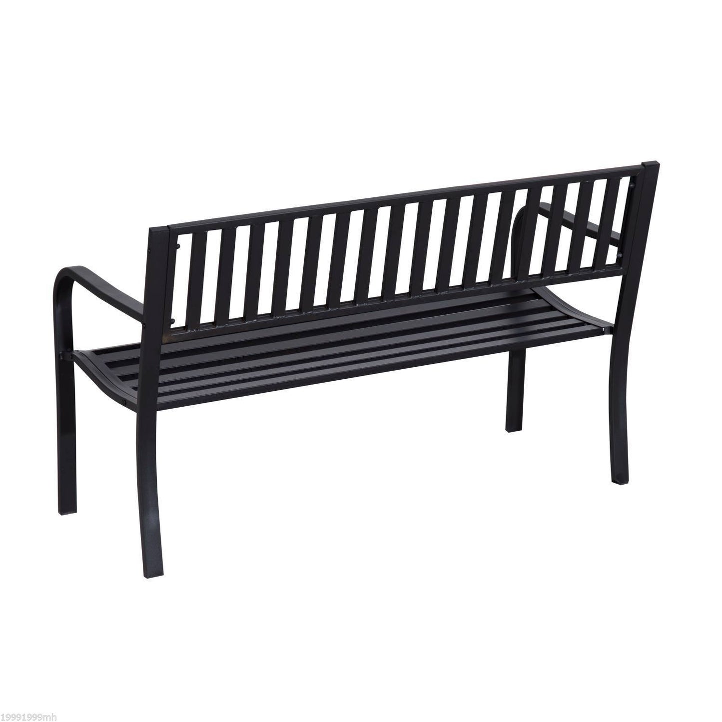 Outsunny 50" Steel Garden Bench Patio Metal Backyard Park Chair Outdoor Seat Furniture Black