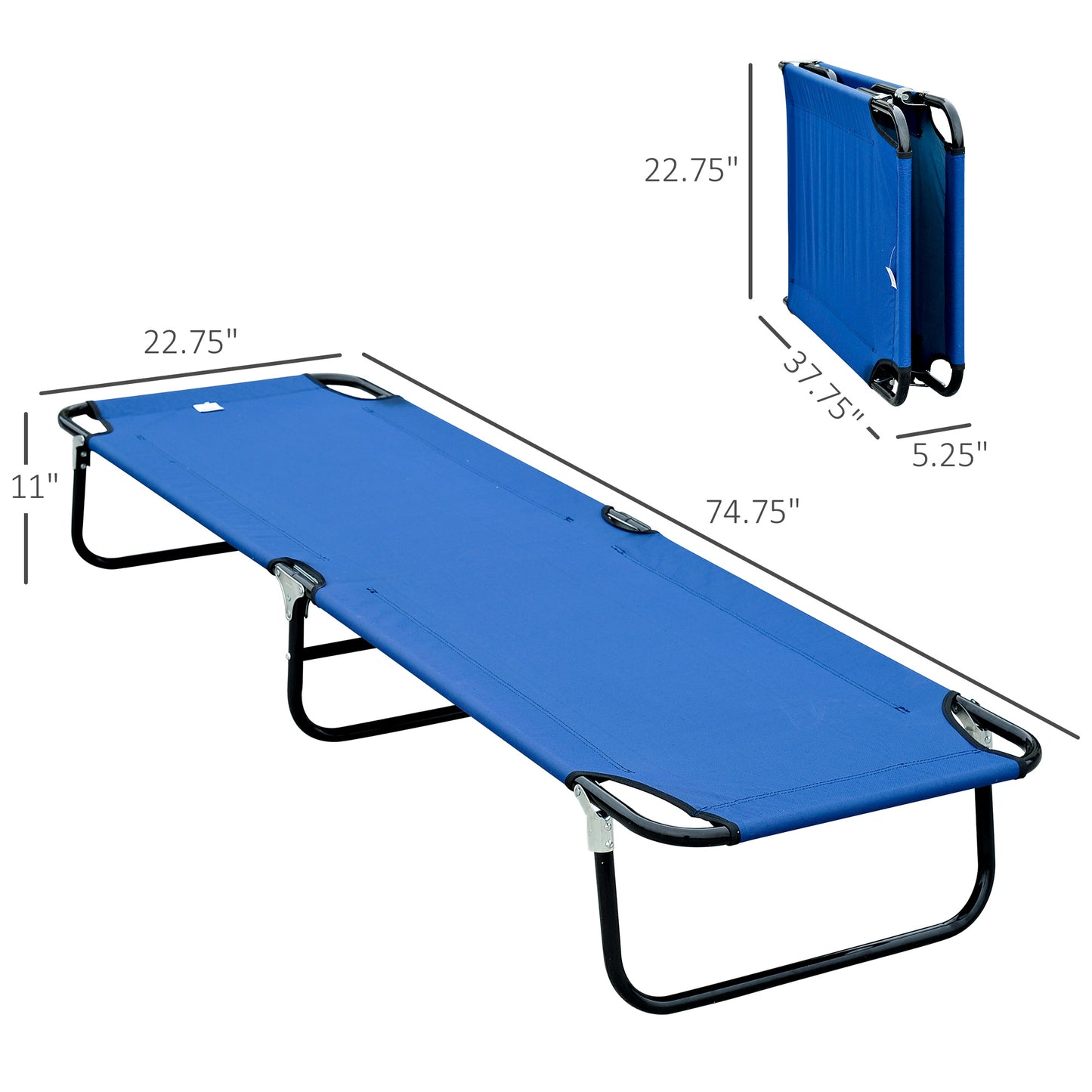 Outsunny Outdoor Portable Camping Bed Army Cot Indoor Folding Travel Cot (Blue)