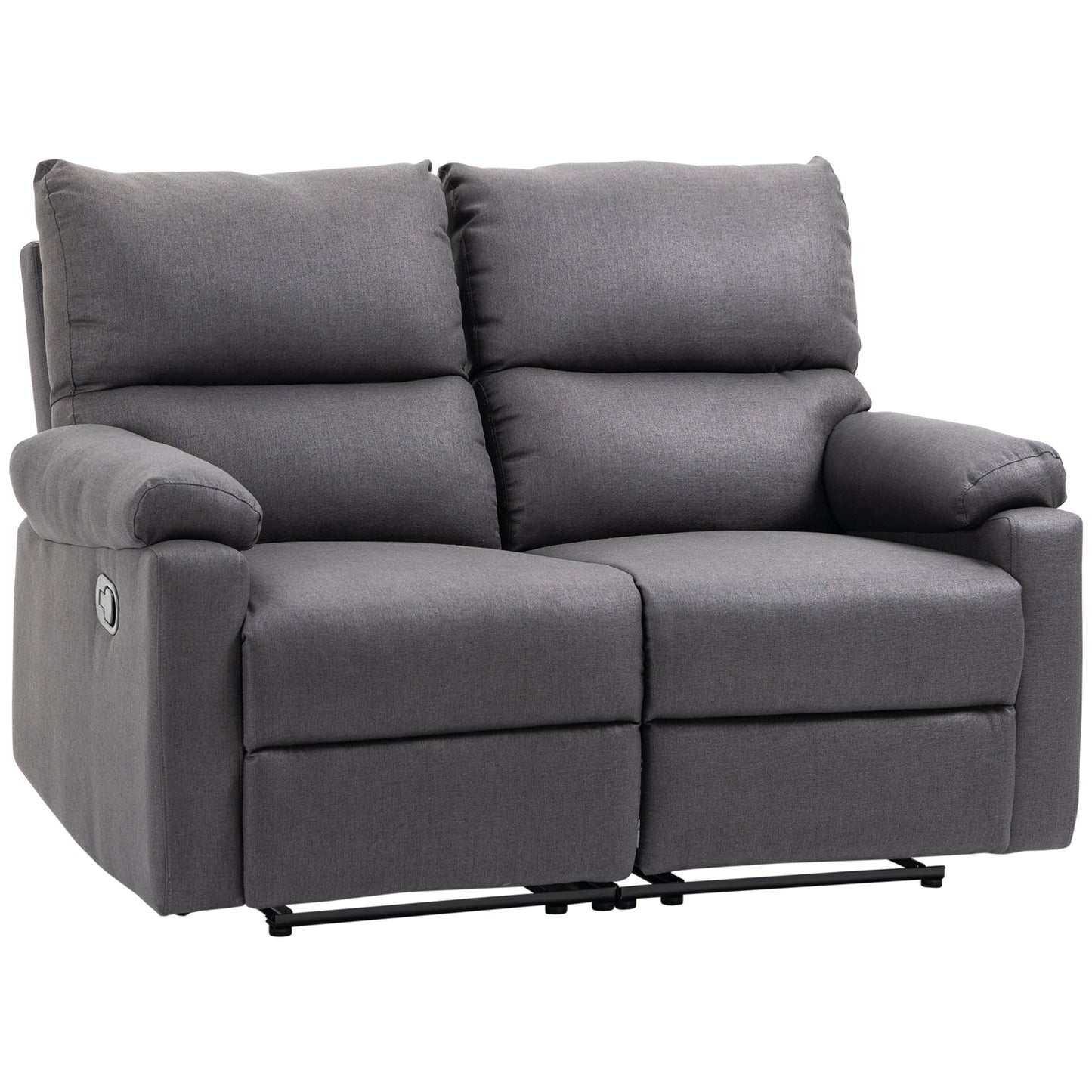 Loveseat Recliner Sofa, 2 Seater Reclining Chair with Footrest and Split Backrest, Grey