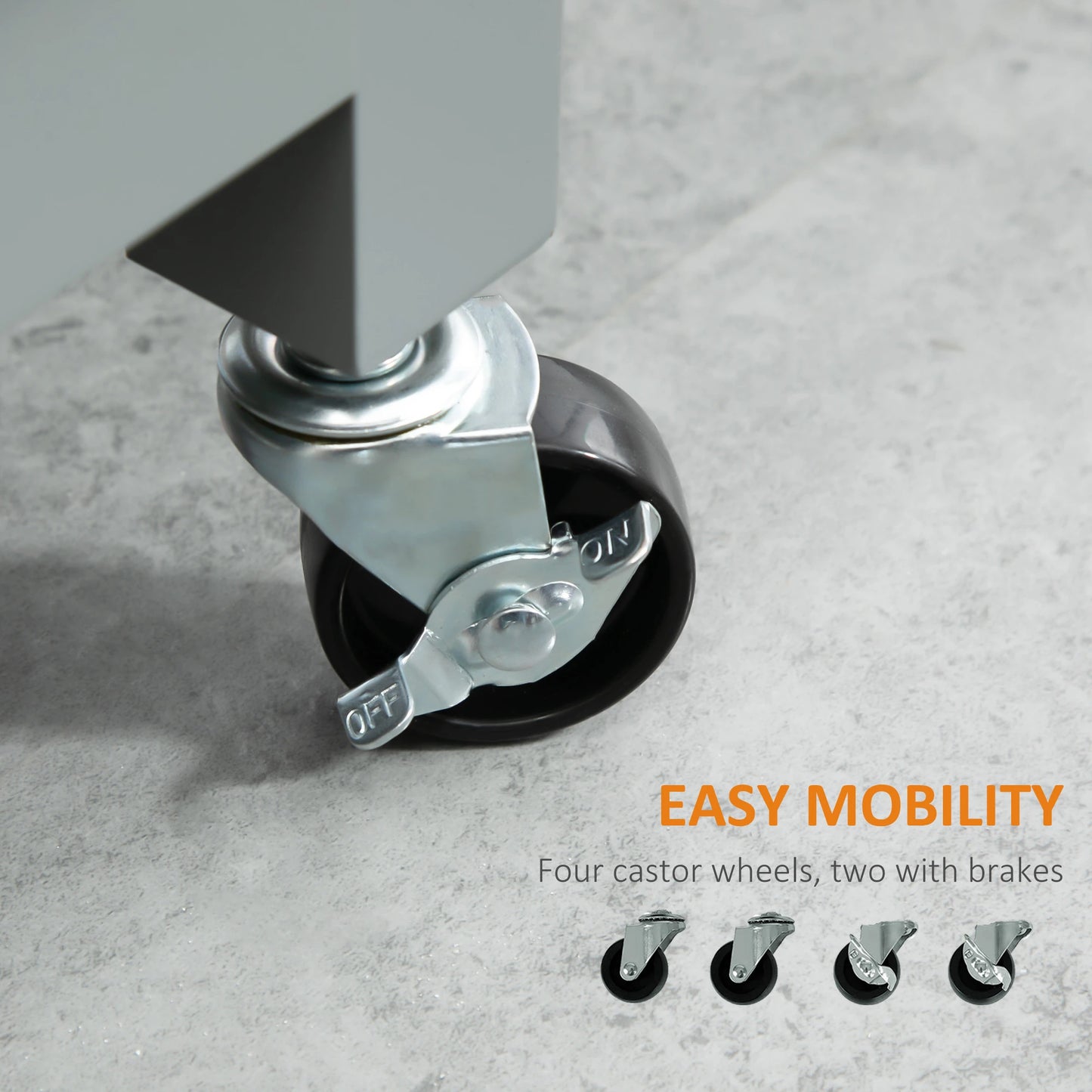 Kitchen Island, Compact Kitchen Cart on Wheels with Open Shelf & Storage Drawer for Dining Room, Kitchen, Grey