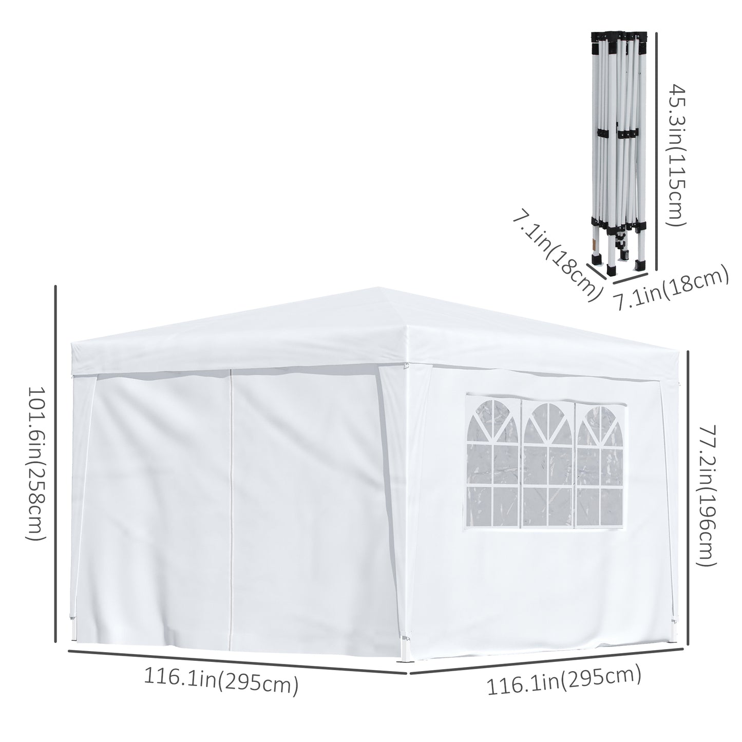 Outsunny 10x10FT Pop-up Canopy Folding Tent Gazebo Party Wedding Tent White