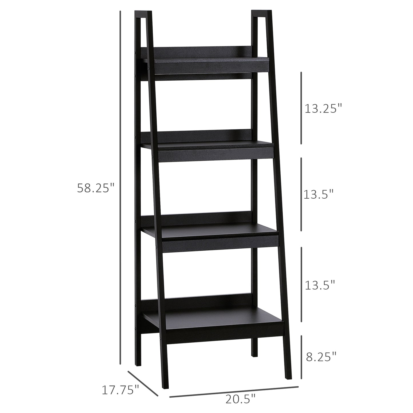 Set of 2 4 Tier Ladder Shelf Bookcase Multi-Use Display Rack Storage Shelving Unit Display Stand Flower Plant Holder Black