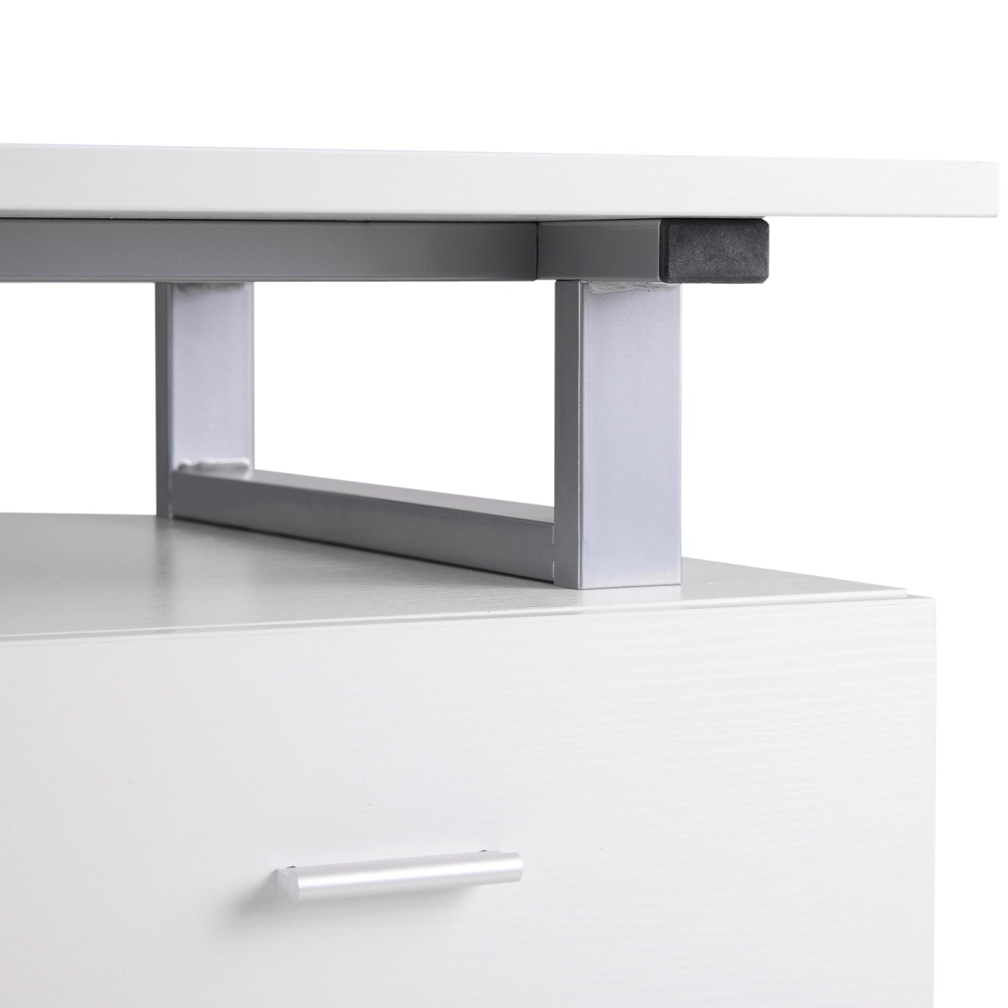 Industrial Style Office Desk Computer Desk with Multi-Use Removable File Drawers White