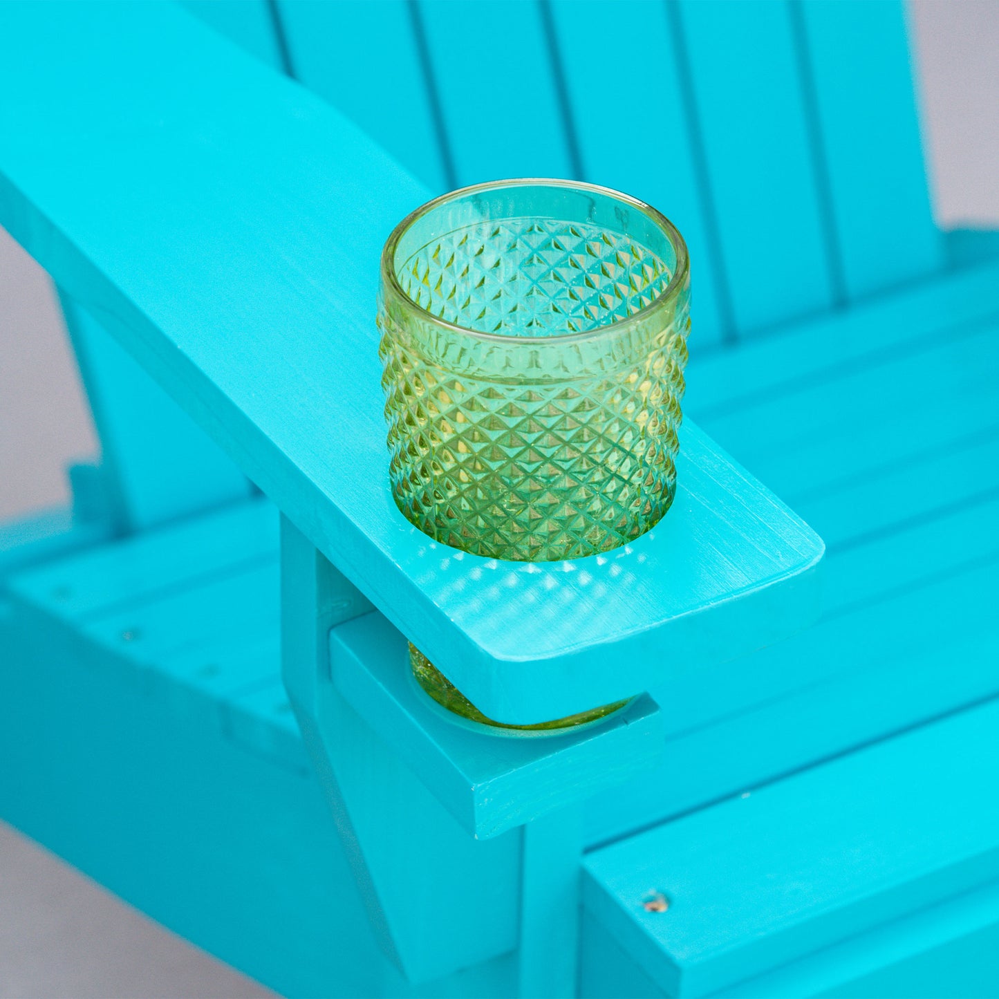 Outsunny Outdoor Classic Wooden Adirondack Deck Lounge Muskoka Chair with Ergonomic Design & a Built-In Cup Holder, Turquoise