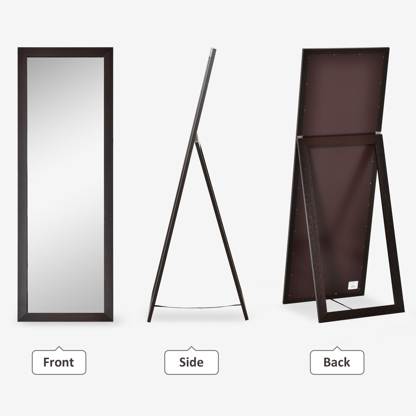 Full Length Mirror, Floor Standing Mirror, Dressing Mirror for Living Room, Bedroom, Brown