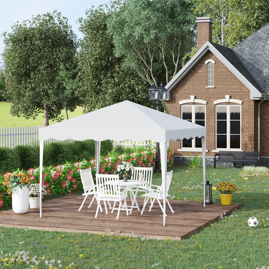 Outsunny 10' x 10' Pop Up Canopy Tent, Instant Shelter with Carry Bag, Adjustable Height, Garden Outdoor Party Tent, White