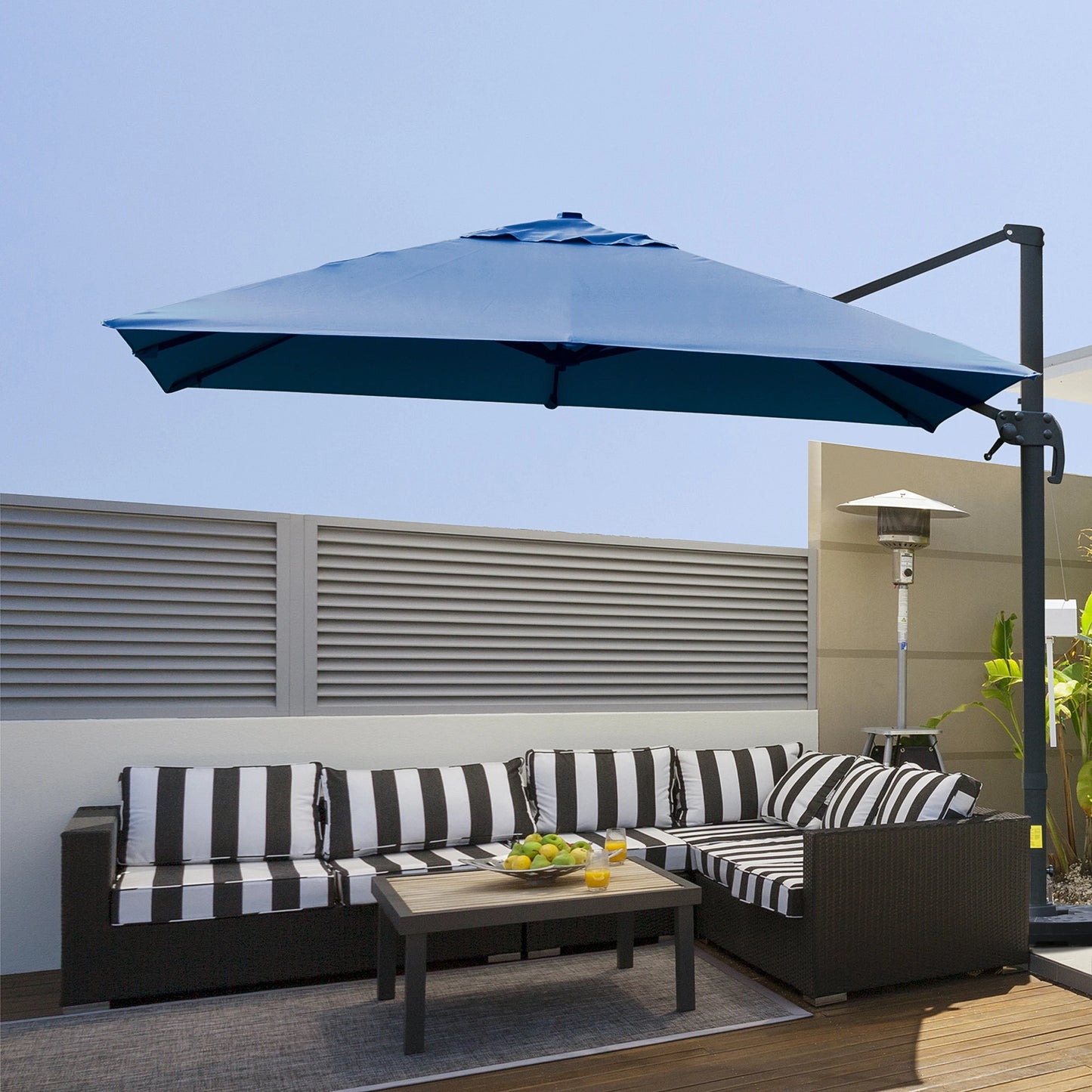 Outsunny 10x10ft Cantilever Umbrella Rotatable Square Top Market Parasol with 4 Adjustable Angle for Backyard Patio Outdoor Area