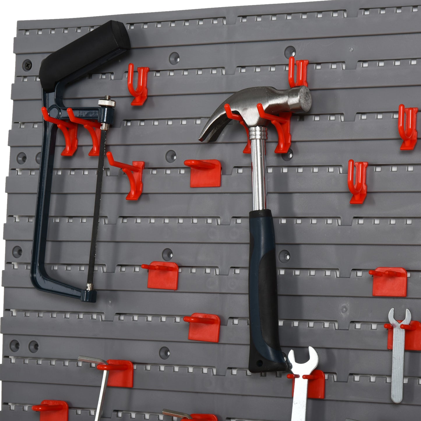 54 Piece Hanging Panel Tool Organization Rack for Garage Wall 50 Hooks