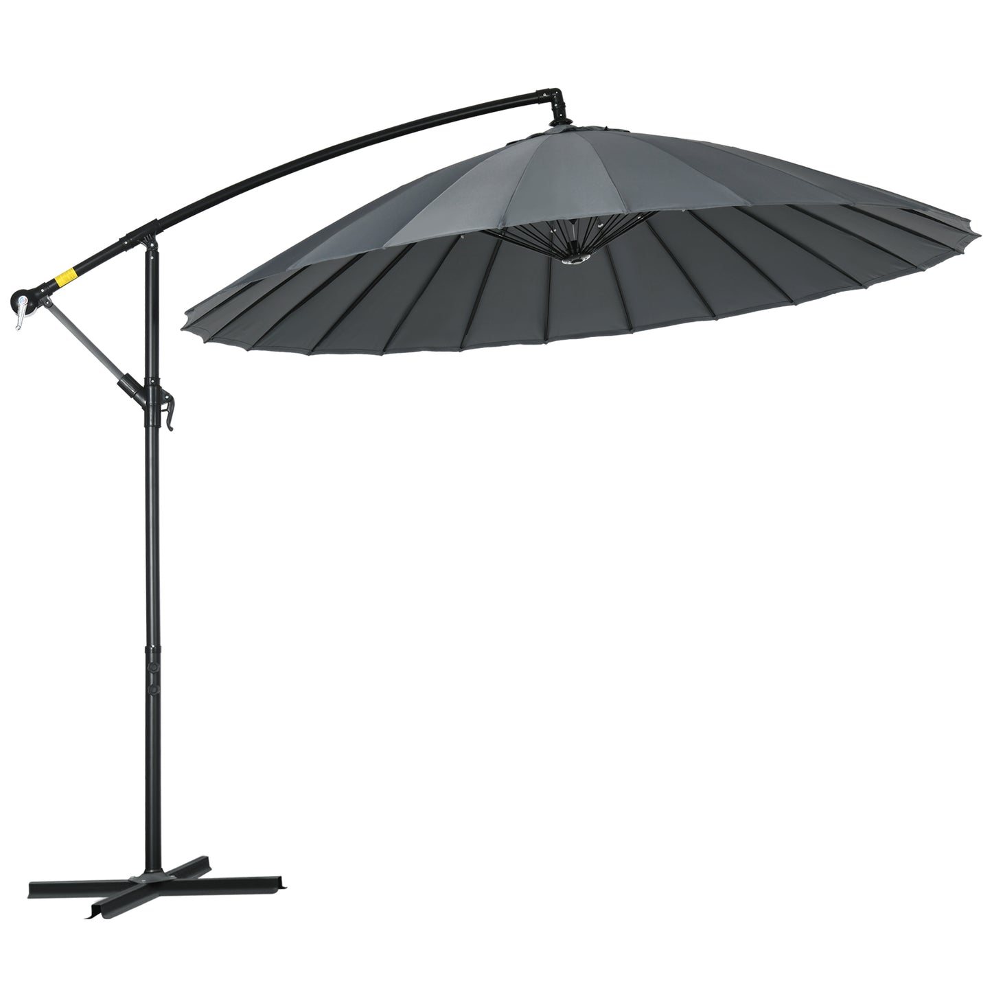 Outsunny 10FT Cantilever Patio Umbrella, Offset Patio Umbrella with Crank and Cross Base for Deck, Backyard, Pool and Garden, Hanging Umbrellas, Dark Gray